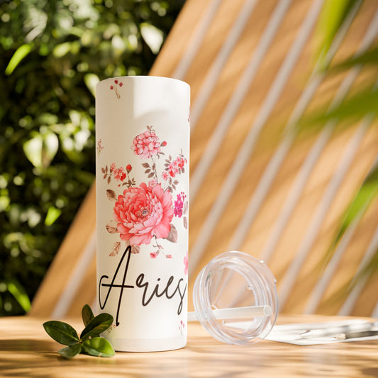 Aries Skinny Tumbler with Straw