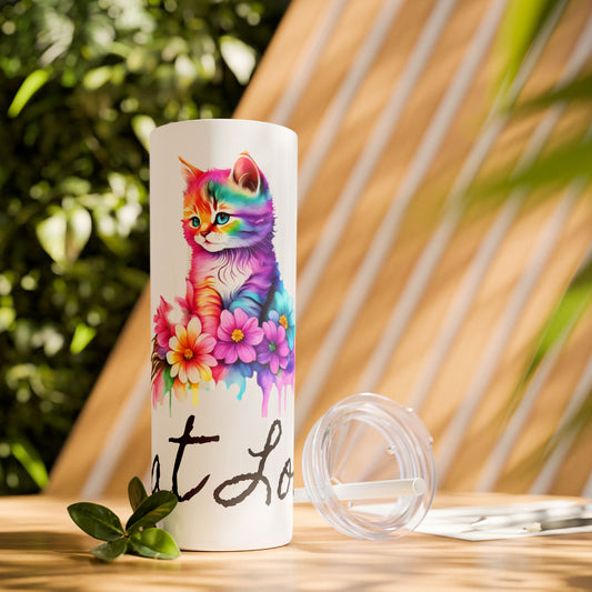 Cat Love Tumbler with Straw